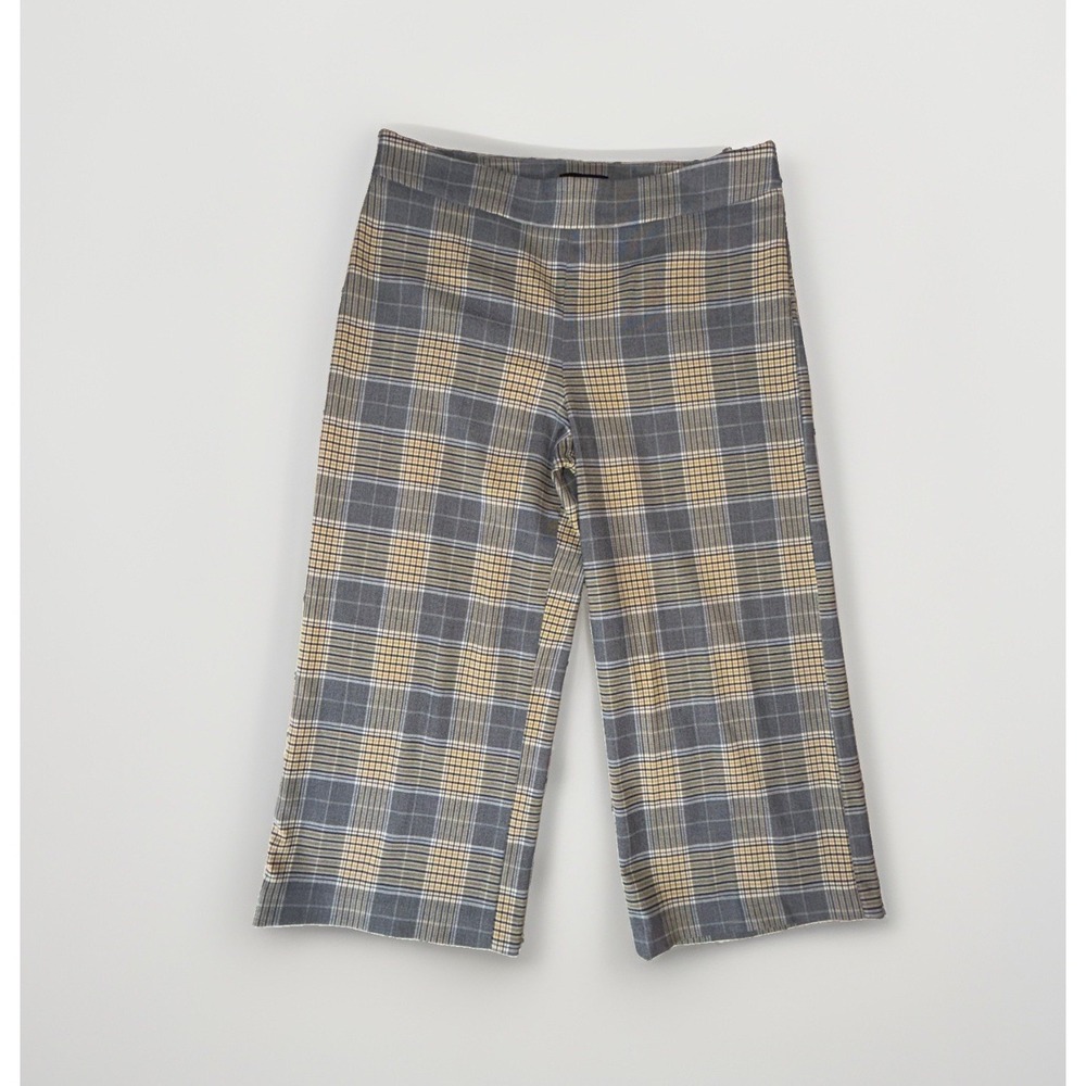 Rachel Zoe Plaid Wide Leg Cropped Ponte Knit Pants Size 12 35x23